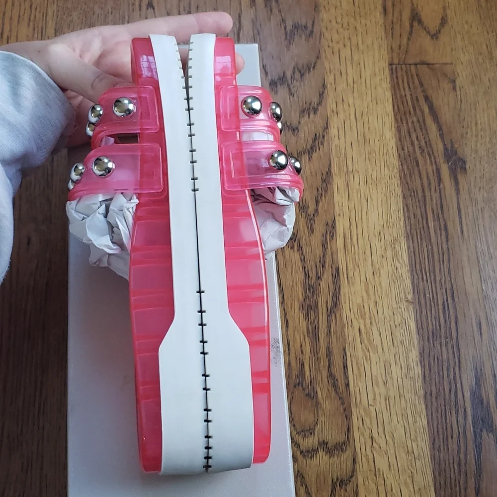 NIB Marc Fisher LTD Pink Jelly Trent Platform Sandal Women's Size 6